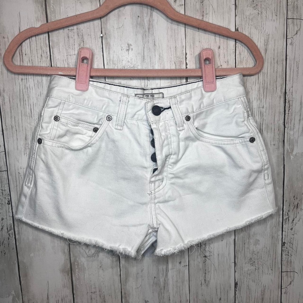 Free People White Denim Shorts Size 24